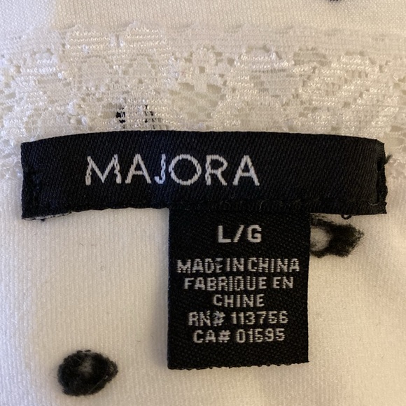 NWOT - Majora White & Black Stitched Polka Dot Scalloped Edge Camisole - Sz L - Picture 2 of 16